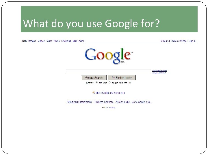 What do you use Google for? 