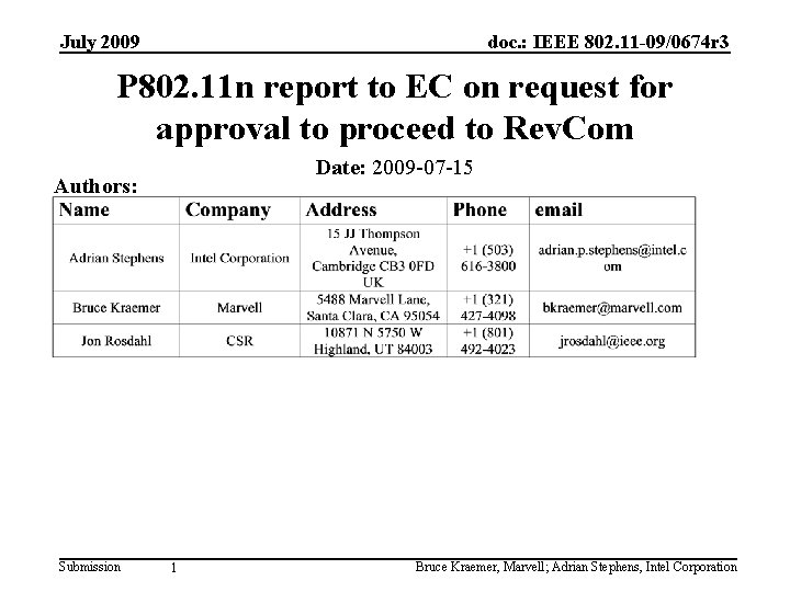 July 2009 doc. : IEEE 802. 11 -09/0674 r 3 P 802. 11 n