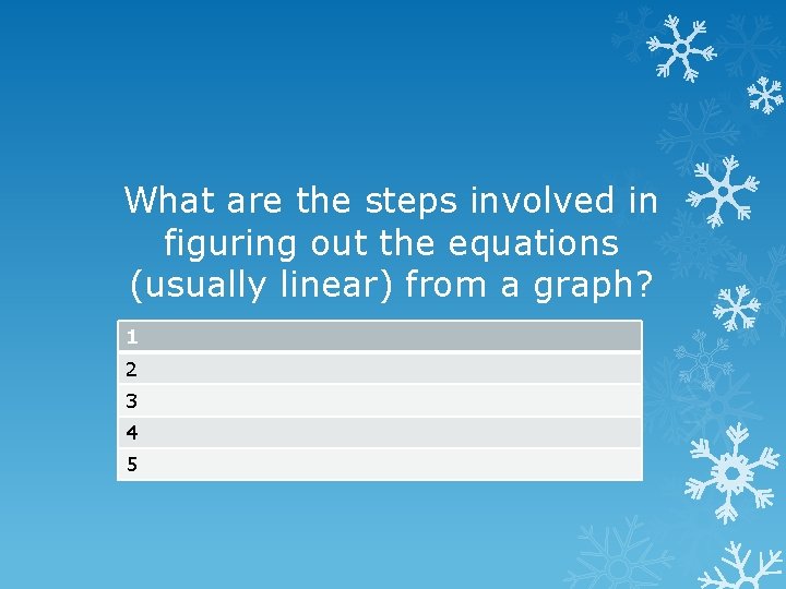 What are the steps involved in figuring out the equations (usually linear) from a