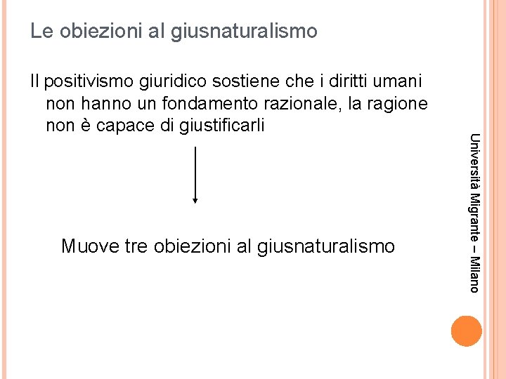 Le obiezioni al giusnaturalismo Muove tre obiezioni al giusnaturalismo Università Migrante – Milano Il