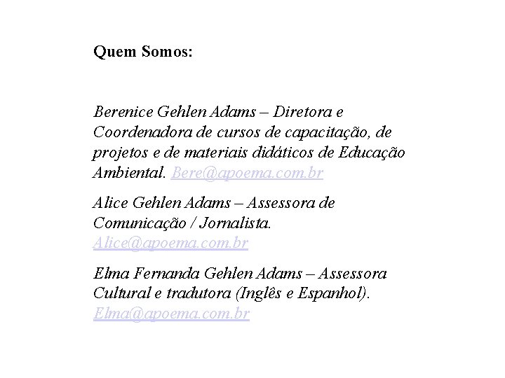 Quem Somos: Berenice Gehlen Adams – Diretora e Coordenadora de cursos de capacitação, de