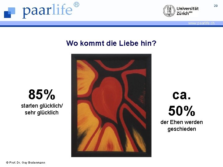 paarlife ® 29 www. paarlife. ch Wo kommt die Liebe hin? 85% starten glücklich/