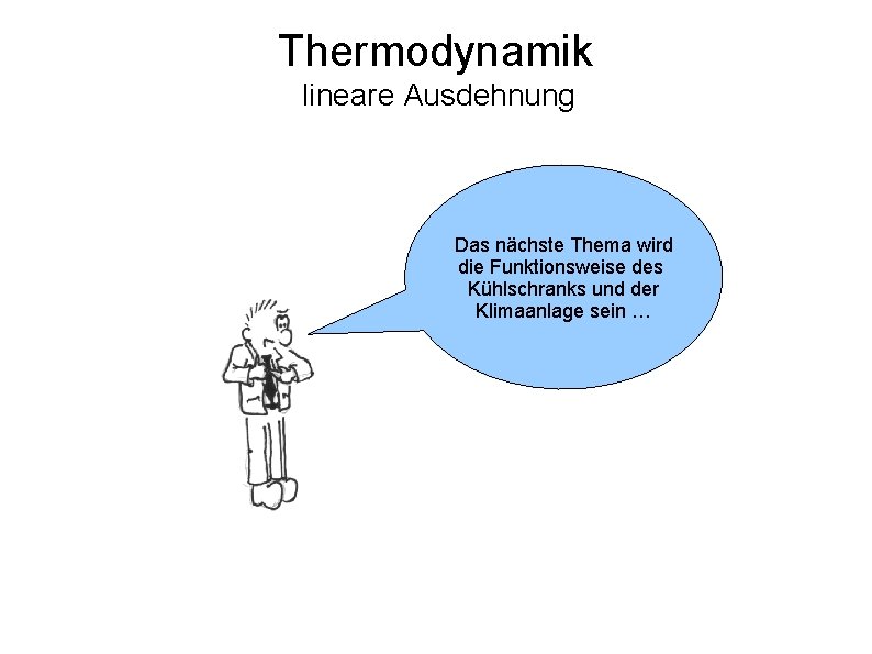 Thermodynamik lineare Ausdehnung Das nächste Thema wird die Funktionsweise des Kühlschranks und der Klimaanlage