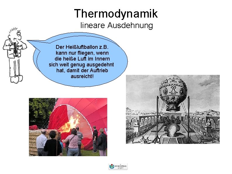 Thermodynamik lineare Ausdehnung Der Heißluftballon z. B. Wirkann wissen nur bereits, fliegen, dass wenn