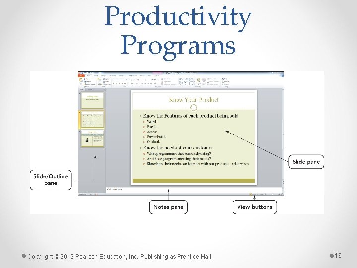 Productivity Programs Copyright © 2012 Pearson Education, Inc. Publishing as Prentice Hall 16 