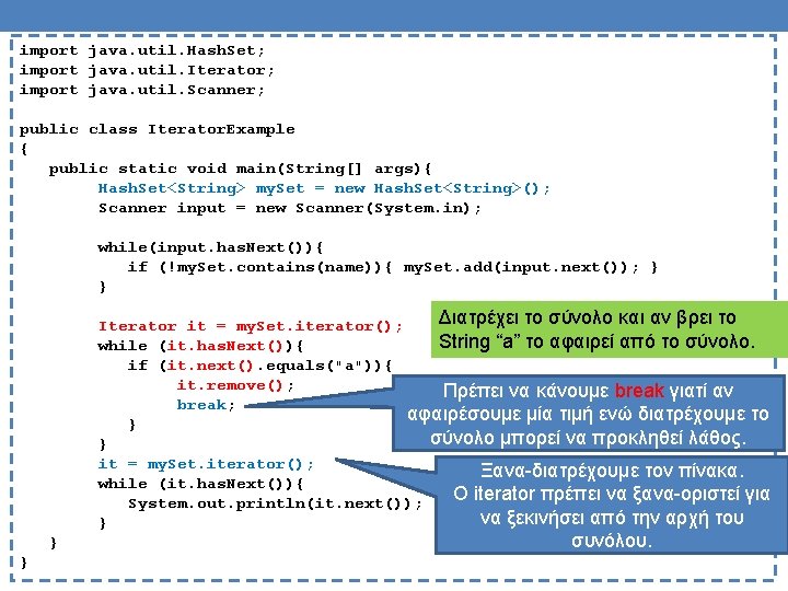 import java. util. Hash. Set; import java. util. Iterator; import java. util. Scanner; public