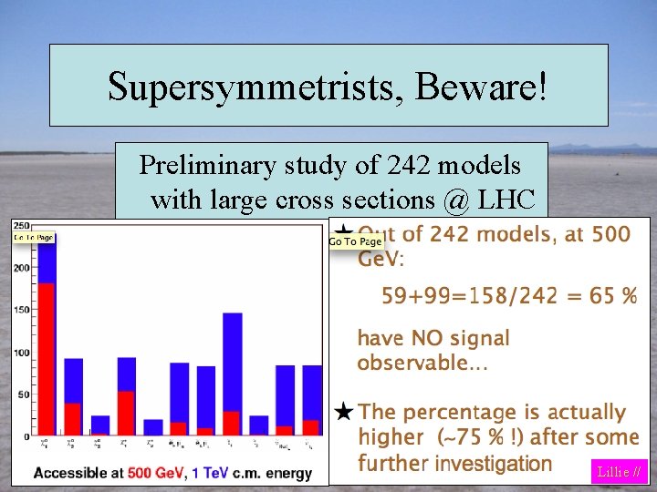 Supersymmetrists, Beware! Preliminary study of 242 models with large cross sections @ LHC Lillie