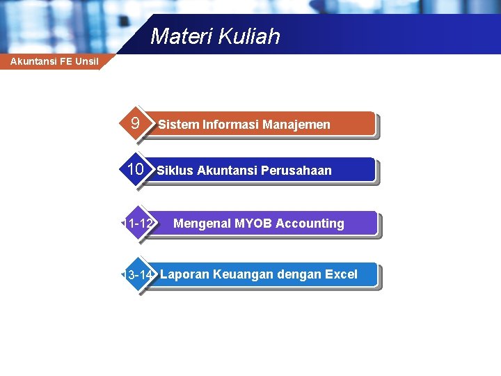 Materi Kuliah Akuntansi FE Unsil 9 Sistem Informasi Manajemen 10 Siklus Akuntansi Perusahaan 11