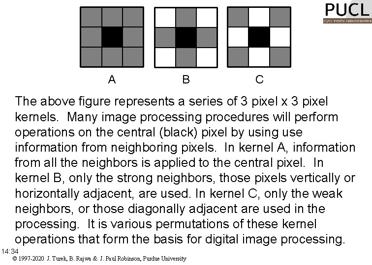 A B C The above figure represents a series of 3 pixel x 3