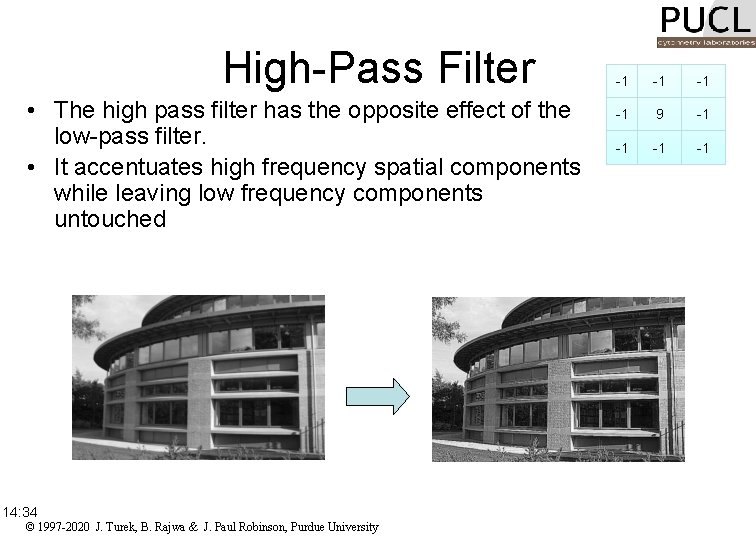 High-Pass Filter • The high pass filter has the opposite effect of the low-pass