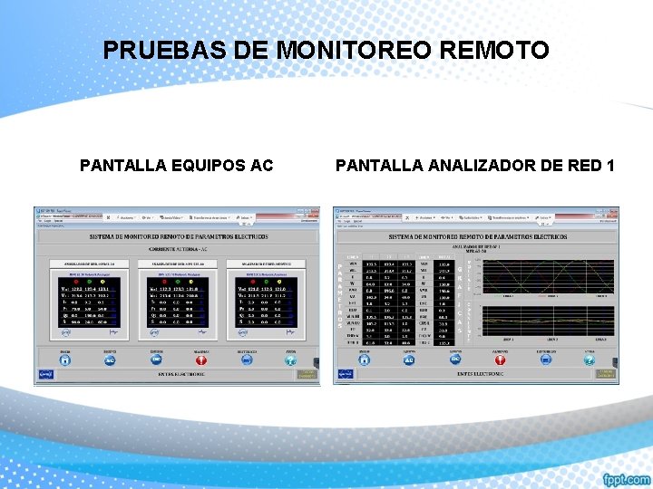 PRUEBAS DE MONITOREO REMOTO PANTALLA EQUIPOS AC PANTALLA ANALIZADOR DE RED 1 