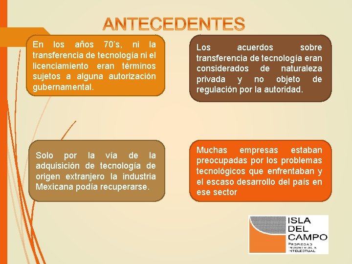 En los años 70’s, ni la transferencia de tecnología ni el licenciamiento eran términos