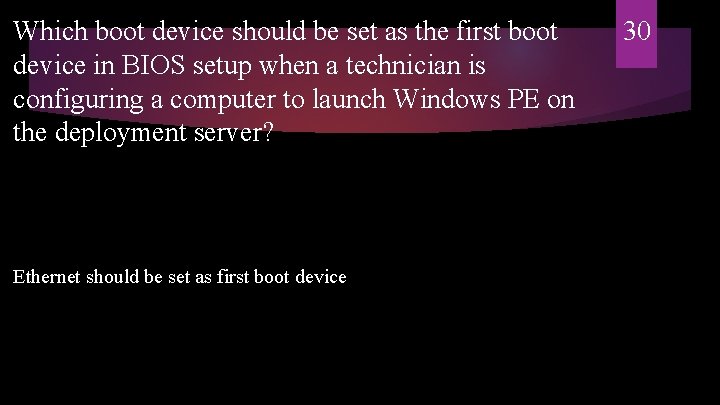 Which boot device should be set as the first boot device in BIOS setup