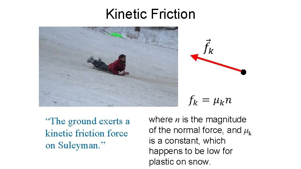 Kinetic Friction “The ground exerts a kinetic friction force on Suleyman. ” where n