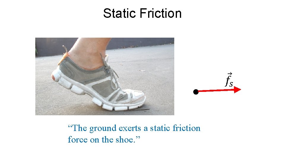 Static Friction “The ground exerts a static friction force on the shoe. ” 