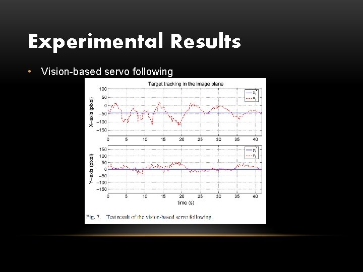 Experimental Results • Vision-based servo following 