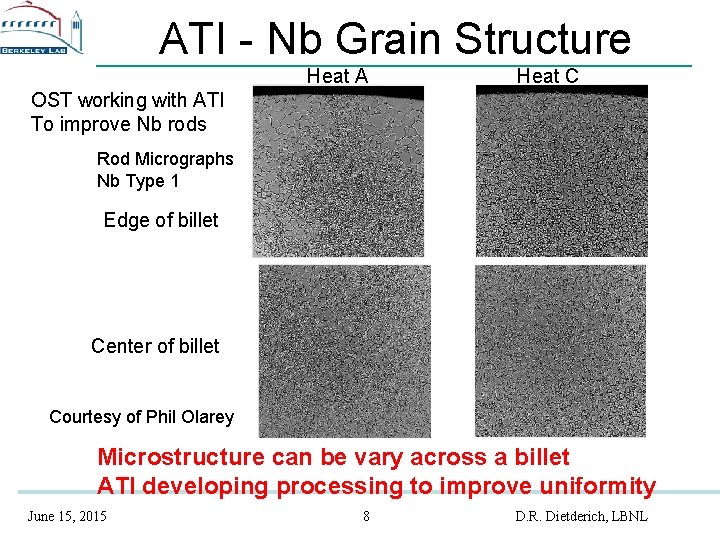 ATI - Nb Grain Structure Heat A Heat C OST working with ATI To