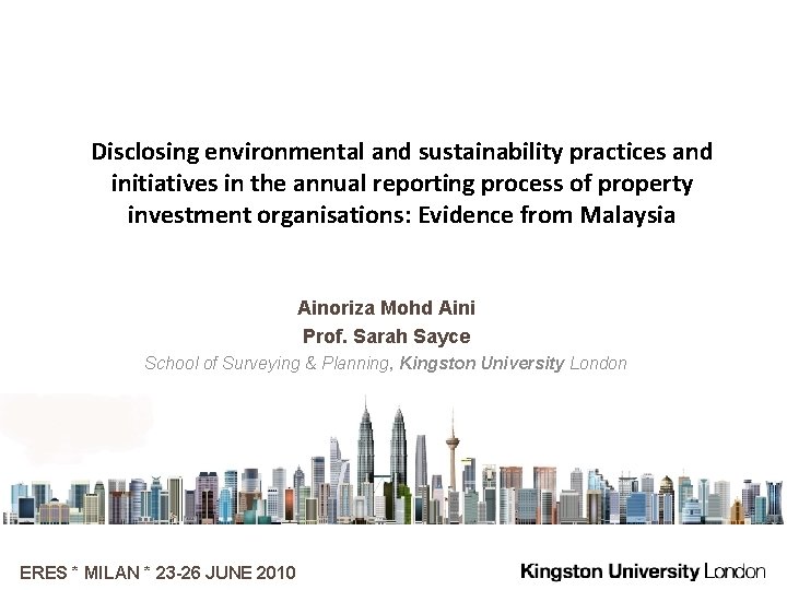 Disclosing environmental and sustainability practices and initiatives in the annual reporting process of property