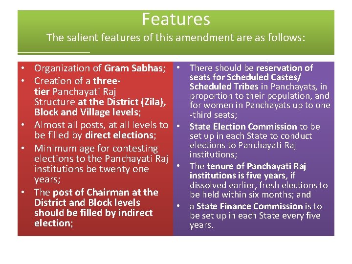 Features The salient features of this amendment are as follows: • Organization of Gram