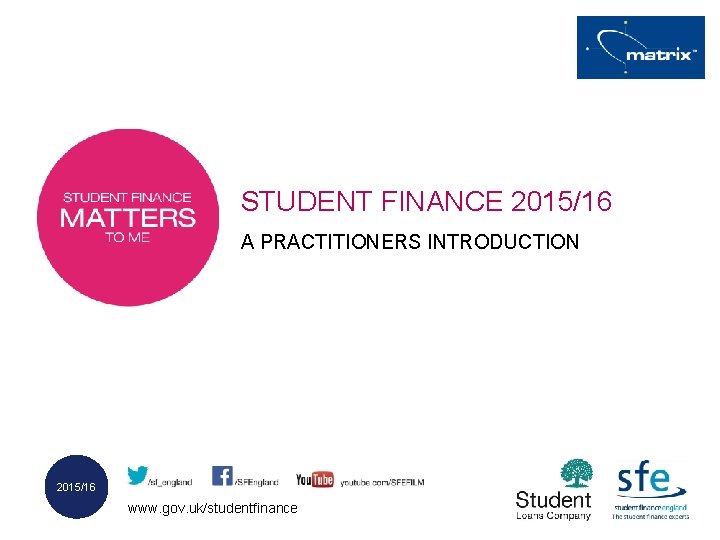 STUDENT FINANCE 2015/16 A PRACTITIONERS INTRODUCTION 2015/16 www. gov. uk/studentfinance 