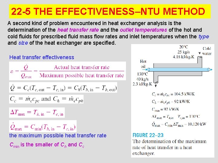 22 -5 THE EFFECTIVENESS–NTU METHOD A second kind of problem encountered in heat exchanger