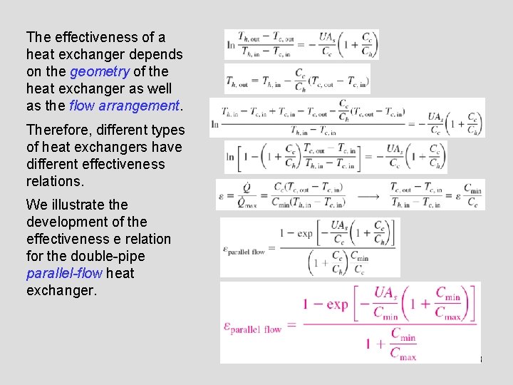 The effectiveness of a heat exchanger depends on the geometry of the heat exchanger