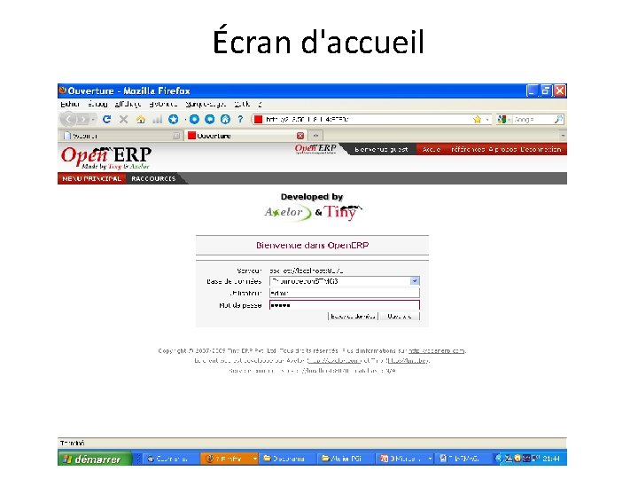 Écran d'accueil 