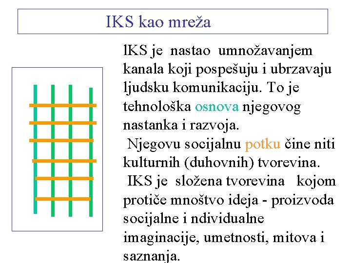 IKS kao mreža l. KS je nastao umnožavanjem kanala koji pospešuju i ubrzavaju ljudsku