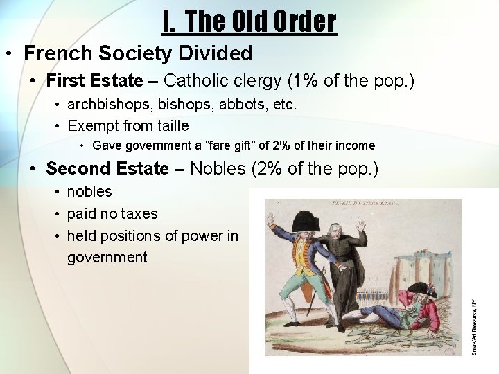 I. The Old Order • French Society Divided • First Estate – Catholic clergy