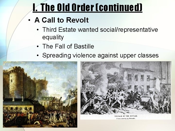 I. The Old Order (continued) • A Call to Revolt • Third Estate wanted