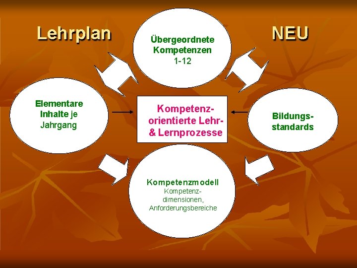 Lehrplan Elementare Inhalte je Jahrgang Übergeordnete Kompetenzen 1 -12 Kompetenzorientierte Lehr& Lernprozesse Kompetenzmodell Kompetenzdimensionen,