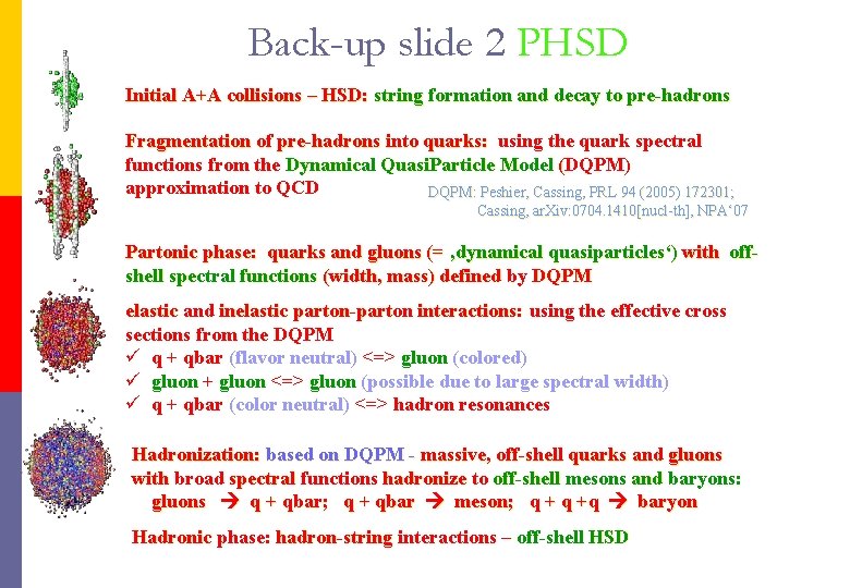 Back-up slide 2 PHSD Initial A+A collisions – HSD: string formation and decay to