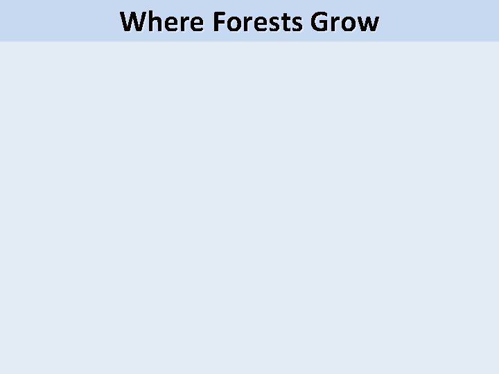 Where Forests Grow Trends in forest classifications How these trends are determined. . .