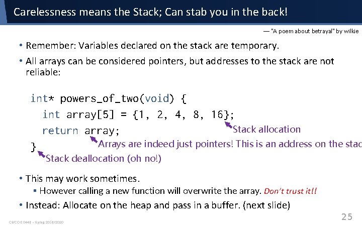 Carelessness means the Stack; Can stab you in the back! — “A poem about Carelessness means the Stack; Can stab you in the back! — “A poem about