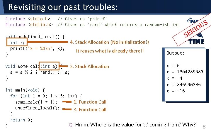 Revisiting our past troubles: #include <stdio. h> #include <stdlib. h> // Gives us 'printf' Revisiting our past troubles: #include <stdio. h> #include <stdlib. h> // Gives us 'printf'
