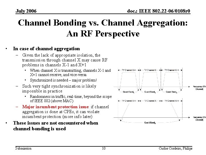 July 2006 doc. : IEEE 802. 22 -06/0108 r 0 Channel Bonding vs. Channel