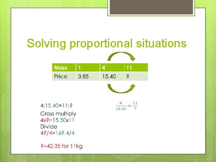 Solving proportional situations Solving proportional situations