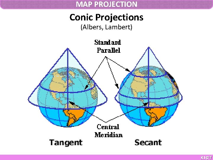 MAP PROJECTION Conic Projections (Albers, Lambert) KIOT 