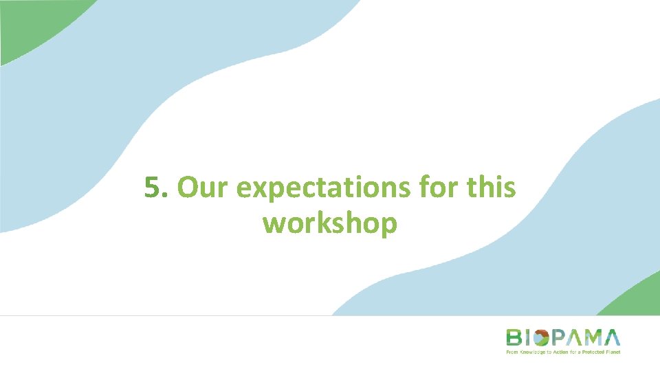 5. Our expectations for this workshop 