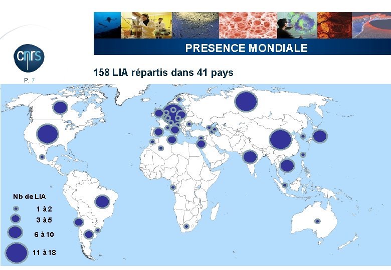 PRESENCE MONDIALE 158 LIA répartis dans 41 pays P. 7 Nb de LIA 1à