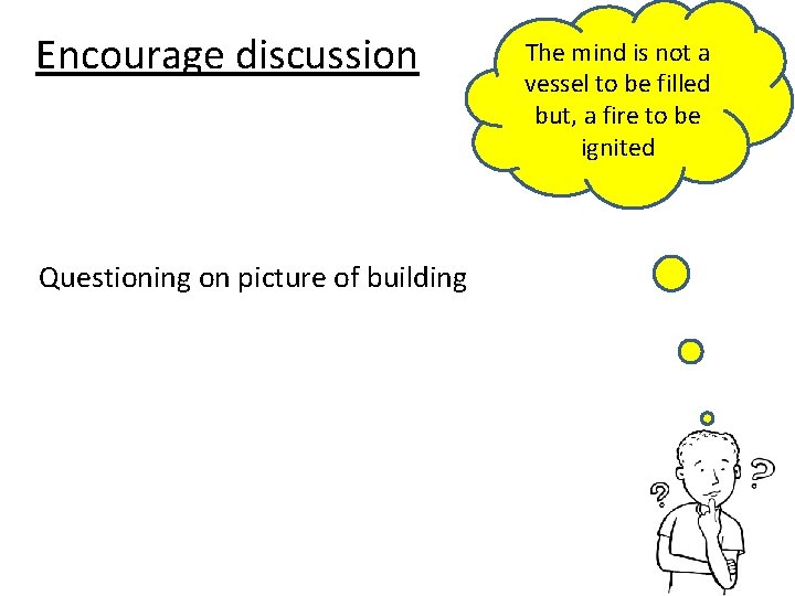 Encourage discussion Questioning on picture of building The mind is not a vessel to