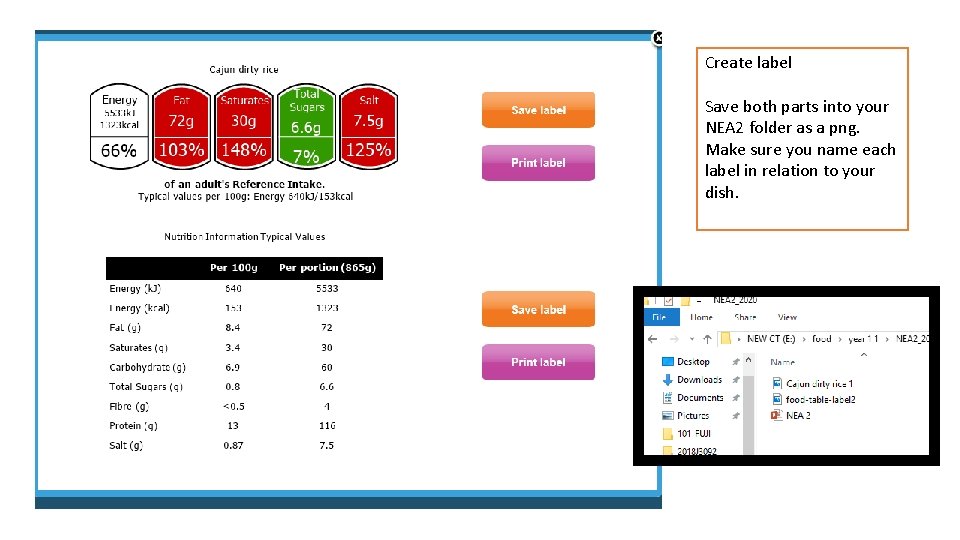 Create label Save both parts into your NEA 2 folder as a png. Make