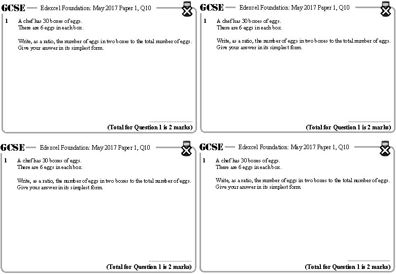 GCSE 1 A chef has 30 boxes of eggs. There are 6 eggs in