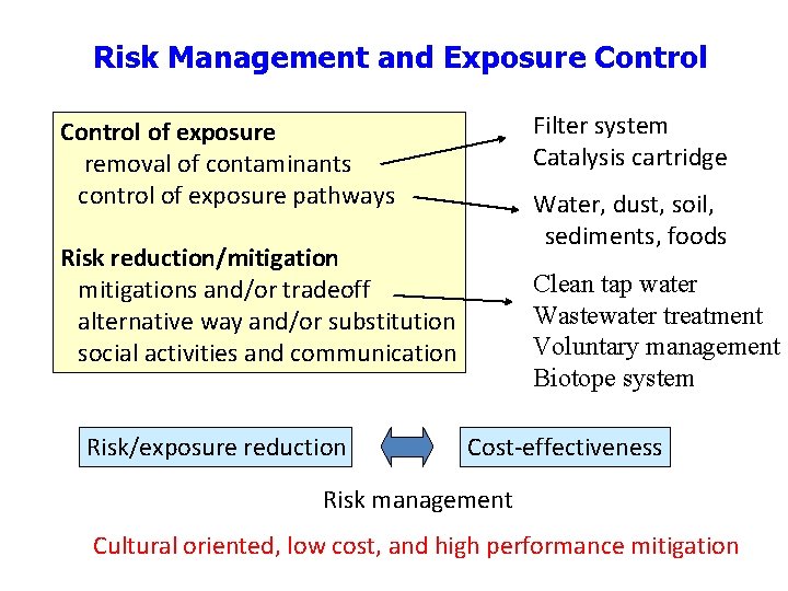 Risk Management and Exposure Control Filter system Catalysis cartridge Control of exposure removal of