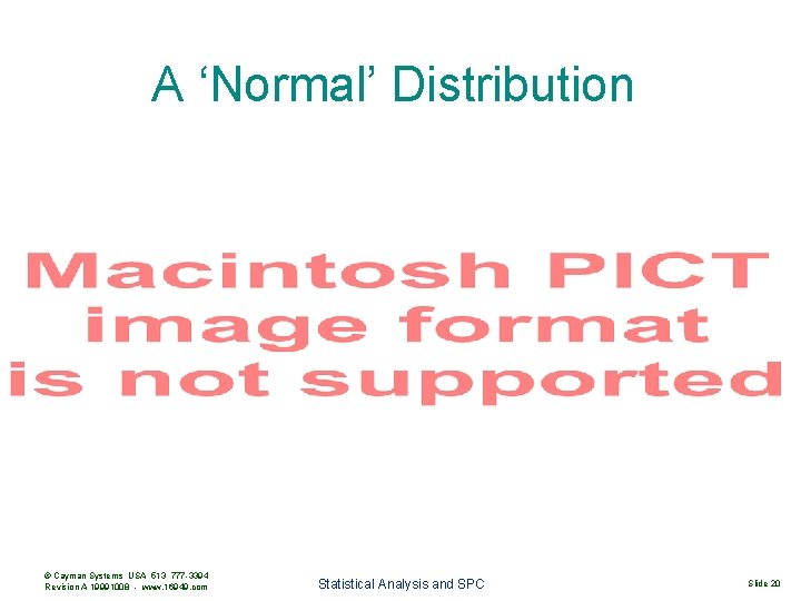 A ‘Normal’ Distribution © Cayman Systems USA 513 777 -3394 Revision A 19991008 -