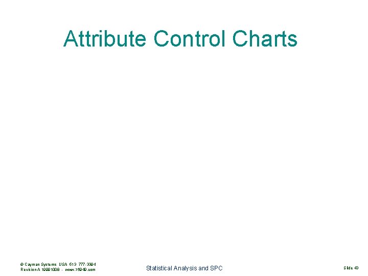 Attribute Control Charts © Cayman Systems USA 513 777 -3394 Revision A 19991008 -