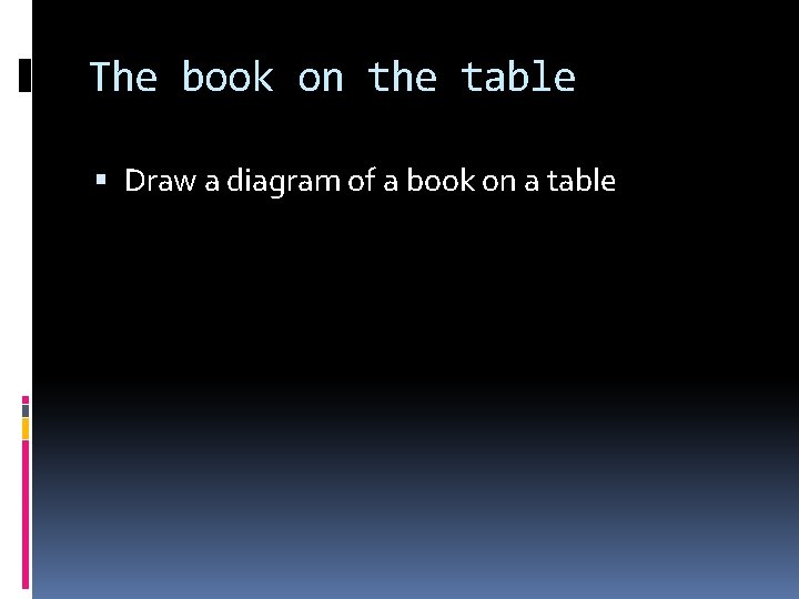 The book on the table Draw a diagram of a book on a table