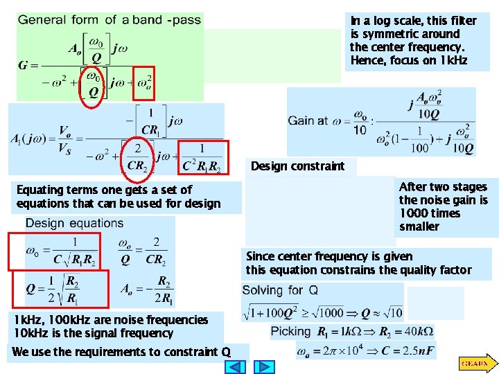 In a log scale, this filter is symmetric around the center frequency. Hence, focus