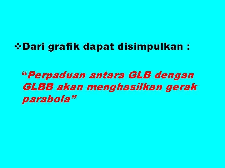 v. Dari grafik dapat disimpulkan : “Perpaduan antara GLB dengan GLBB akan menghasilkan gerak