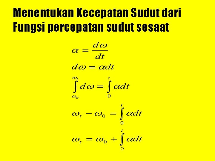 Menentukan Kecepatan Sudut dari Fungsi percepatan sudut sesaat 